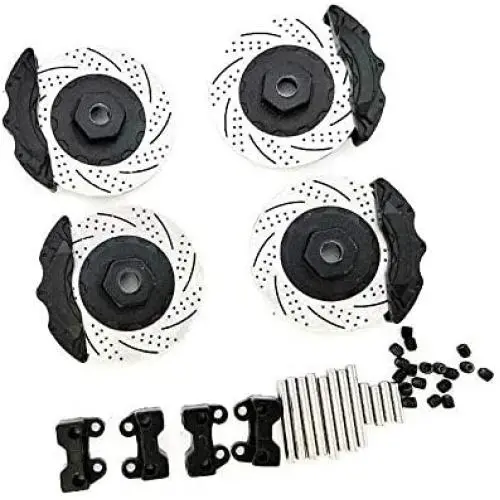 LAFEINA 4 PCS/Set Metal Front Rear Brake Discs Kit with Calipers for 1/10 Traxxas TRX4 TRX6 RC Crawler Car Upgrade Parts Accessories (Black) LAFEINA 4 PCS/Set Metal Front Rear Brake Discs Kit with Calipers for 1/10 Traxxas TRX4 TRX6 RC Crawler Car Upgrade Parts Accessories (Black)