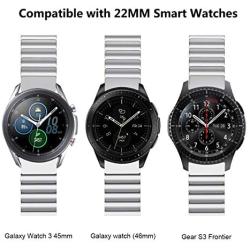 Valkit Compatible Samsung Galaxy Watch 3 45mm/Galaxy Watch 46mm Bands, 22mm Link Bracelet for Men Women Stainless Steel Wrist Band Metal Strap for Galaxy Watch 3 45mm/Gear S3 Frontier, Sliver