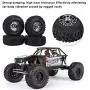 4pcs RC Hub Wheel Rim and Tires, Universal 2.2 Inch Metal Wheel Hub Crawler Rubber Tire RC Car Accessory (Titanium)