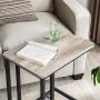 VASAGLE Industrial Side Table, End Table for Coffee Laptop Tablet, Mobile Table with Rolling Casters, Steel Frame, for Living Room, Bedroom, Light Ivory and Black ULNT050B02