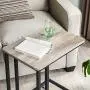 VASAGLE Industrial Side Table, End Table for Coffee Laptop Tablet, Mobile Table with Rolling Casters, Steel Frame, for Living Room, Bedroom, Light Ivory and Black ULNT050B02