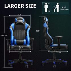 YITAHOME Gaming Chair Big and Tall Heavy Duty 400lbs Ergonomic Video Game Chair Racing Style High Back Office Computer Chair with Headrest and Lumbar Support,Blue