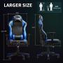 YITAHOME Gaming Chair Big and Tall Heavy Duty 400lbs Ergonomic Video Game Chair Racing Style High Back Office Computer Chair with Headrest and Lumbar Support,Blue
