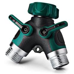 NEX 2 Way Y Hose Connector, Garden Faucet Splitter Metal Body with Comfortable Smooth Rubberized Grip