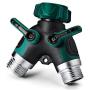 NEX 2 Way Y Hose Connector, Garden Faucet Splitter Metal Body with Comfortable Smooth Rubberized Grip