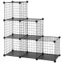 SONGMICS Metal Wire Cube Storage,6-Cube Shelves Organizer,Stackable Storage Bins, Modular Bookcase, DIY Closet Cabinet Shelf, 36.6”L x 12.2”W x 36.6”H, Black
