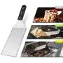 Metal Spatula Set of 4, Leonyo Stainless Steel Griddle Turner Scraper for Flat Top Grill Teppanyaki Cast Iron BBQ Cooking Pancake, Heavy Duty & Dishwasher Safe, Attach 4 Hanging Hooks, Great Men Gift Metal Spatula Set of 4, Leonyo Stainless Steel Griddle Turner Scraper for Flat Top Grill Teppanyaki Cast Iron BBQ Cooking Pancake, Heavy Duty & Dishwasher Safe, Attach 4 Hanging Hooks, Great Men Gift