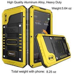 Beasyjoy iPhone Xs Case iPhone X/10 Metal Case Waterproof Heavy Duty Screen Full Body Protective Shockproof Drop Proof Durable Military Grade Case for Outdoor Yellow