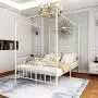 JURMERRY Full Size Metal Canopy Bed Frame with Ornate European Style Headboard & Footboard Sturdy Assembly All Parts Included (White, Full) JURMERRY Full Size Metal Canopy Bed Frame with Ornate European Style Headboard & Footboard Sturdy Assembly All Parts Included (White, Full)