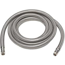 Braided Stainless Steel Ice Maker Water Supply Hose - 10 Ft - Universal 1/4'' Connectors from Kelaro