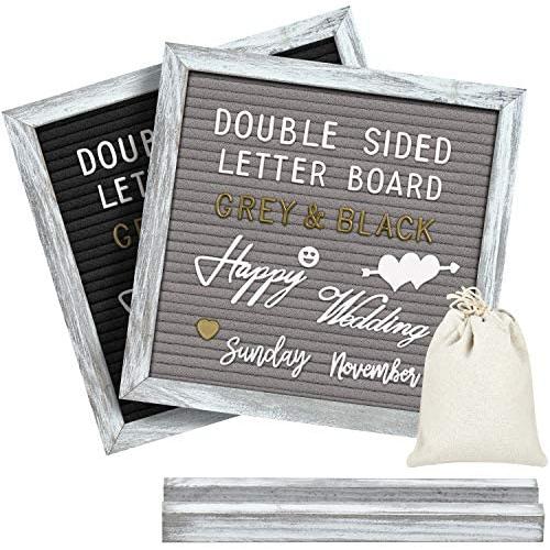 Gelibo Double Sided Letter Board with 750 Precut White & Gold Letters,Months & Days & Extra Cursive Words, Wall & Tabletop Display, Letters Organizer Box (Cyan Rustic 10x10)