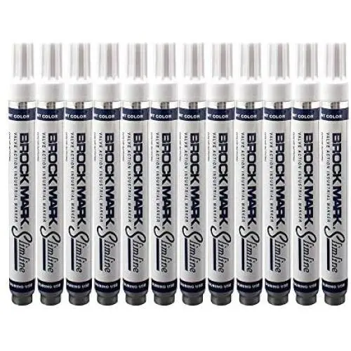 12 Pc Set White Brockmark Slimline Industrial Paint Markers Opaque Gloss Pen Metal Wood Plastic Glass for Auto Construction Arts Home 12 Pc Set White Brockmark Slimline Industrial Paint Markers Opaque Gloss Pen Metal Wood Plastic Glass for Auto Construction Arts Home