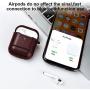 MOBEALO AirPods Leather Case 2 2019 Newes Protective Skin Cover Shockproof Accessories [Front LED Visible] with Stainless Steel Keychain Support Wireless Charging (Dark Brown)