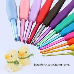 Crochet Hook Set Ergonomic ,Soft Handle Needles for Crocheting 12pcs Yarn Knitting kit with Case ,Coloured 2mm(B)-8mm(L) hooks for arthritic hand Best Gift for Women