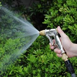 ESOW Garden Hose Nozzle, 100% Heavy Duty Metal Spray Gun with Full Brass Nozzle, 4 Watering Patterns Watering Nozzle- High Pressure Pistol Grip Sprayer for Watering Plants, Car Wash and Showering Dog