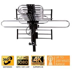 Five Star [Newest 2020] Outdoor Digital Amplified HDTV Antenna - up to 200 Mile Long Range, Directional 360 Degree Rotation by Remote Control, Intelligent Gain for HD 4K 1080P FM Radio Support 2 TVs