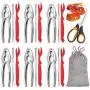 Hiware 19-piece Seafood Tools Set includes 6 Crab Crackers, 6 Lobster Shellers, 6 Crab Leg Forks/Picks and 1 Seafood Scissors & Storage Bag - Nut Cracker Set