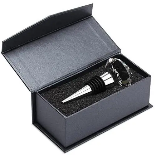 Decorative Metal Wine Stopper with Gift Box – Crystal Top and Silicone Seal – An Elegant, Secure Method of Sealing Any Open Wine Bottle