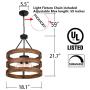 DERALAN Modern Rustic Chandelier Circular Wood Chandeliers Round Wooden Five Lights Farmhouse Chandeliers Island Pendant Lighting Fixture Industrial Metal Retro Ceiling Lights for Dining Room Kitchen