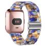 Ayeger Band Replacement for Fitbit Versa/Versa 2 Smart Watch/Special/Lite Edition, Fashion Resin Wristbands Women Men Replacement Bracelet Metal Stainless Steel Silver Buckle (Blue)