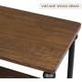 SRIWATANA 3-Shelf Shelving Storage Unit, Metal Storage Shelves Rack, Vintage Bookshelf for Living Room, Bedroom, Kitchen, Dark Walnut