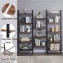 SUPERJARE Triple Wide 5-Tier Bookshelf, Rustic Industrial Style Book Shelf, Wood and Metal Bookcase Furniture for Home & Office - Rustic Brown