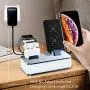 Wireless Charging Dock, VMEI 7 in 1 Aluminum Wireless Charging Station for iPhone/iWatch/Airpods Pro Charging Cradle/Integrated 45w PD Output/Nightlight(Gray)