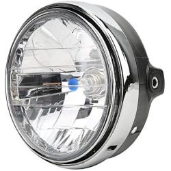 Motorcycle Headlight, Metal + Glass Motorcycle Retro Headlamp Front Headlight Fit for Honda CB400/Hornet 250/VTEC (Clear Lens)