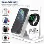 Powlaken Wireless Charger, 4 in 1 Wireless Charging Station Dock for Apple iWatch Series Se 6 5 4 3 2 1, AirPods Pro and Pencil, Charging Stand for iPhone 11, 11 Pro max, Xr, Xs max, X (White)