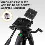 KODAK PhotoGear 62'' Lightweight Tripod | Compact 3-Section Flip-Lock Aluminum Tripod Adjusts 22”-62”, QuickRelease Plate, Smartphone Adapter & 1/4” to 3/8” Screw, Bubble Level, Carry Case, E-Guide