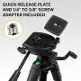 KODAK PhotoGear 62'' Lightweight Tripod | Compact 3-Section Flip-Lock Aluminum Tripod Adjusts 22”-62”, QuickRelease Plate, Smartphone Adapter & 1/4” to 3/8” Screw, Bubble Level, Carry Case, E-Guide