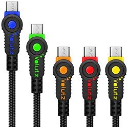 Volutz Equilibrium Series Nylon Braided Micro-USB to USB Cable - Assorted Lengths (10 Feet, 6.5 Feet, 3X 3.3 Feet), Pack of 5