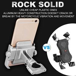 ILM Upgraded Bike Motorcycle Phone Mount Aluminum Bicycle Cell Phone Holder Accessories Fits iPhone X Xs 7 7 Plus 8 8 Plus iPhone 6s 6s Plus Galaxy S7 S6 S5 Holds Phones up to 3.7'' Wide (Silver)