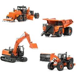 Fascinations Metal Earth 3D Metal Model Kits Construction Set of 4 - Excavator - Motor Grader - Wheel Loader - Mining Truck