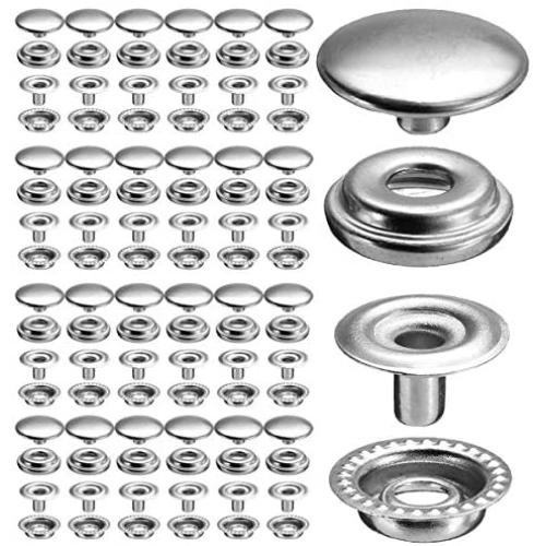 100pcs 15mm Stainless Steel Fastener Snap Press Stud Cap Button Marine Boat Canvas Line 24(4 Components, 25pcs for Each)