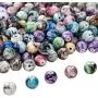 Quefe 500pcs Acrylic Beads for Jewelry Making Loose Beads in Ink Patterns with 50pcs Spacer Beads and Crystal String for Bracelets Making (8mm)
