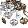 BronaGrand 100 Gram Mixed Alloys Metal Antique Skulls-Shaped Pendant Charms Bracelet Necklace DIY Jewelry Making Accessory