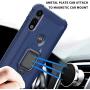 Newseego Compatible with Motorola Moto E 2020 Case with Tempered Glass Screen Protector 【1 Pack】 Metal Ring Holder Kickstand Work with Magnetic Car Mount Shockproof Protective Soft Cover-Blue