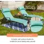 LOKATSE HOME 3 Pieces Outdoor Patio Chaise Lounges Chairs Set Adjustable with Folding Table, Light Blue Cushions LOKATSE HOME 3 Pieces Outdoor Patio Chaise Lounges Chairs Set Adjustable with Folding Table, Light Blue Cushions
