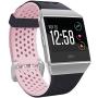 SKYLET Bands Compatible with Fitbit Ionic, Soft Silicone Breathable Replacement Wristband Compatible with Fitbit Ionic Smart Watch with Buckle (Black-Pink, Small)