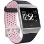 SKYLET Bands Compatible with Fitbit Ionic, Soft Silicone Breathable Replacement Wristband Compatible with Fitbit Ionic Smart Watch with Buckle (Black-Pink, Small)