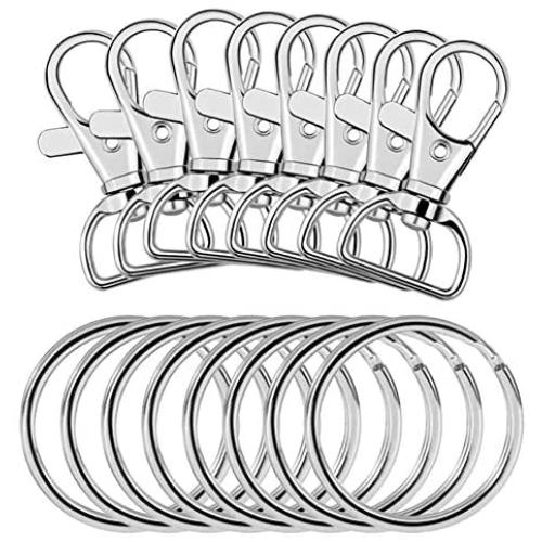 Paxcoo 100 Pcs Metal Swivel Lanyard Snap Hook with Key Rings