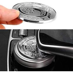 MAXDOOL AMG Metal Modified Center Console Multimedia Control Button Knob Trims Cover Emblems Stickers for Mercedes Benz A B E GLK GLA CLA GLE ML GL Class (47mm Knob)