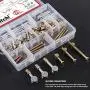 Hilitchi 125 Pcs 3 in 1 Furniture Cam Fittings Dowels Pre-Inserted Nuts and Zinc Plated Hex Drive Socket Cap Furniture Barrel Nuts Assortment Kit for Furniture Cabinet Connecting