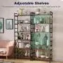 CosyStar 6-Tier Adjustable Tall Bookcase, Rustic Wood and Metal Standing Bookshelf, Industrial Vintage Book Shelf Unit, Open Back Modern Office Bookcases CosyStar 6-Tier Adjustable Tall Bookcase, Rustic Wood and Metal Standing Bookshelf, Industrial Vintage Book Shelf Unit, Open Back Modern Office Bookcases
