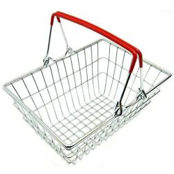 discountstore145 Doll House Accessory,Model Role Play Miniature Size Toy Eco-Friendly Children Toy Metal Supermarket Shopping Basket Accessory for Dolls House Red