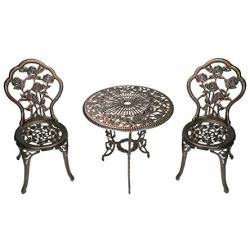 Oakland Living 3-Piece Rose Bistro Set with 23.5-Inch Cast aluminum Top Table