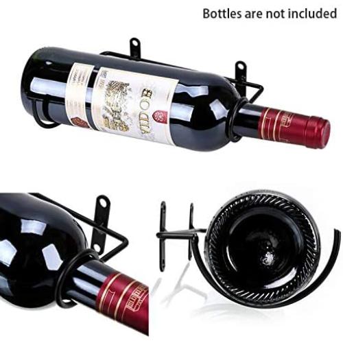 Hipiwe Set of 6 Wall Mounted Wine Rack Holders - Metal Wine Bottle Display Holder with Hardware, Wall Hanging Red Wine Bottle Organizer Racks for Storage Beverages/Liquor Bottle