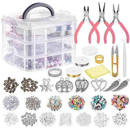 Jewelry Making Supplies, Cridoz Jewelry Making Tools Kit with Jewelry Pliers, Beading Wire, Jewelry Beads and Charms Findings for Jewelry Necklace Earring Bracelet Making Repair
