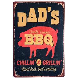 ERLOOD Dads BBQ Stand Back Dads Cooking Metal Vintage Tin Sign Wall Decor 12 x 8